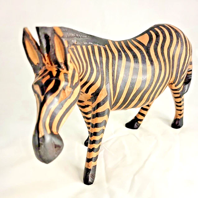 Wooden Handcarved African Zebra Sculpture Made in Kenya