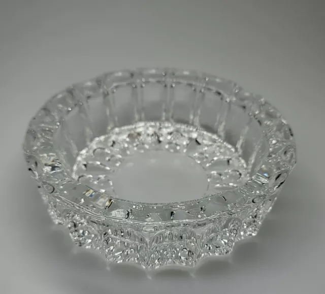 KIG Malaysia Crystal Glass Cut Ashtray Scalloped Heavy Clear 5.75"