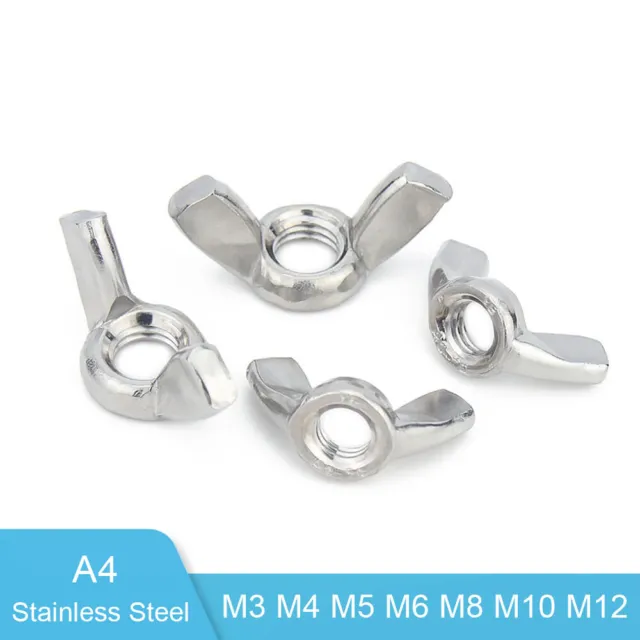 M3-M12 Wing Nuts Butterfly Nut To Fit Bolts Screws A4 Stainless Steel DIN 315