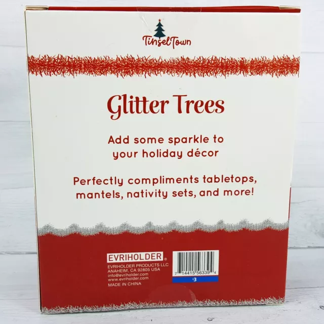 Tinsel Town 5" Gold & Silver Glitter Tree Set Christmas Village Crafts Decor NEW 3