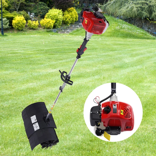 Portable Handheld Gas Power Broom Sweeper Artificial Driveway Turf Grass Brush