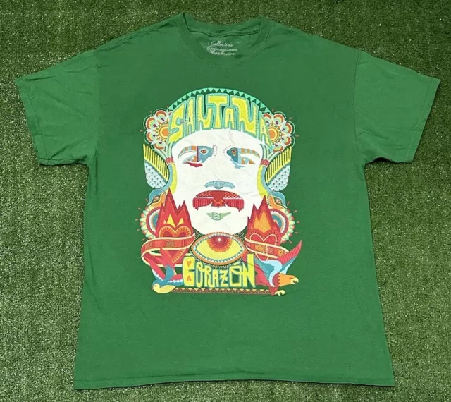 Santana Corazon 2015 Concert Tour Green T Shirt Size Large