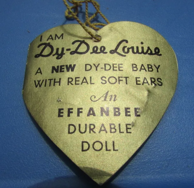 Dy-Dee Louise Mold 2 Hang Tag 20" Side Double Tag Very Rare Vintage Effanbee