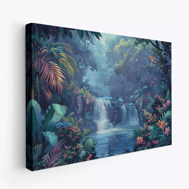 Jungle Vintage Landscape Art Design 2 Horizontal Canvas Wall Art Print