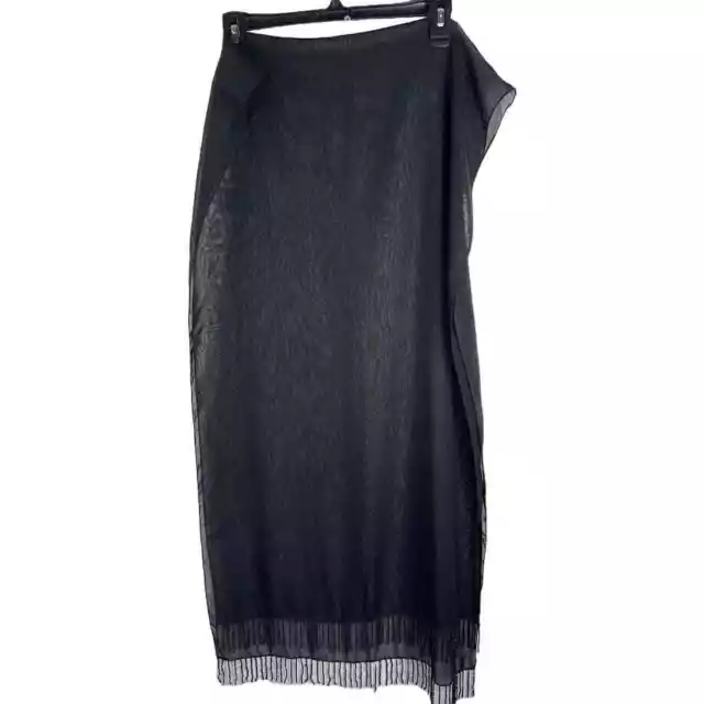 Womens Beaded Sheer Wrap Fringe Light weight Rectangle Scarf Black Dressy Shawl
