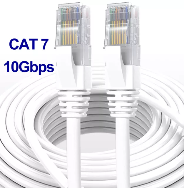 Câble Ethernet Cat 7 RJ45 Haut Débit 10Gbps 600MHz Rond LAN Câble Internet Blanc