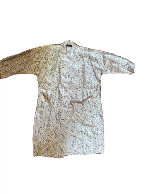 Jim Thompson 100% Thai Silk Unisex Robe, Neutral Colored Leaf Design, One Size