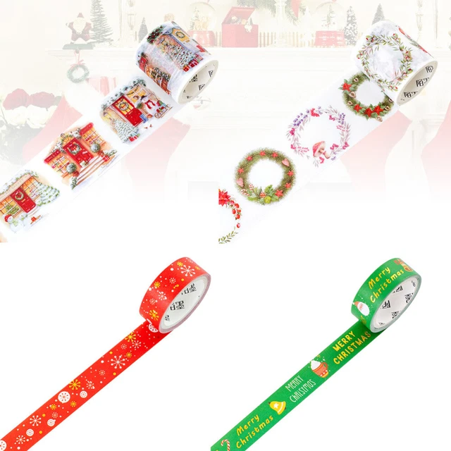 4 rollos cintas de papel washi patrón de dibujos animados de Navidad cintas adhesivas decorativas gif