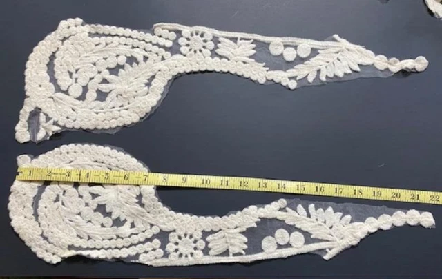 Vintage Wedding Dress Lace Trim Appliqués Cotton on Tulle. Lot 1 ~ 14 Plus Piece