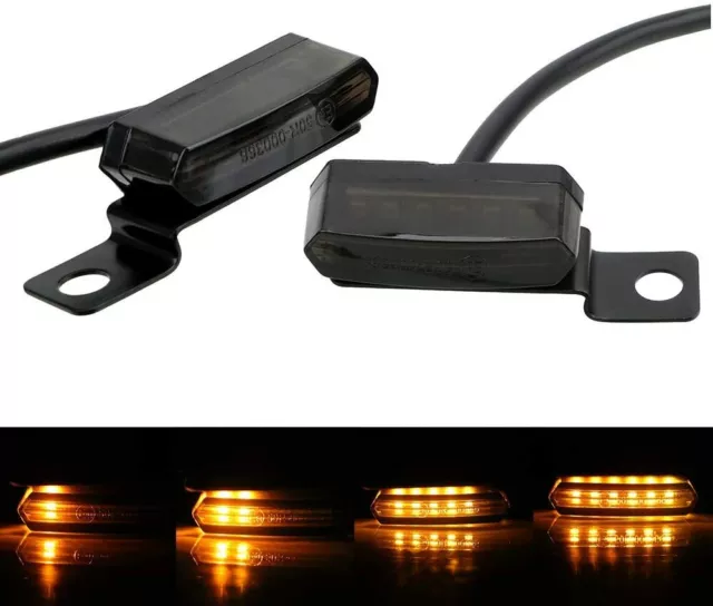 2X Motorcycle LED Handlebar Mini Turn Signal Lights Amber For Harley Street Bike