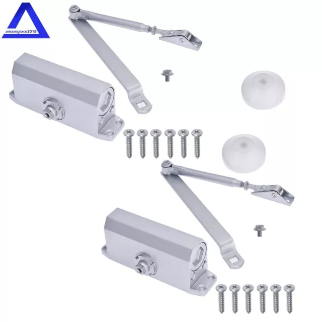 2x Aluminum Commercial Door Closer Two Independent Valves Control Sweep 25-45KG