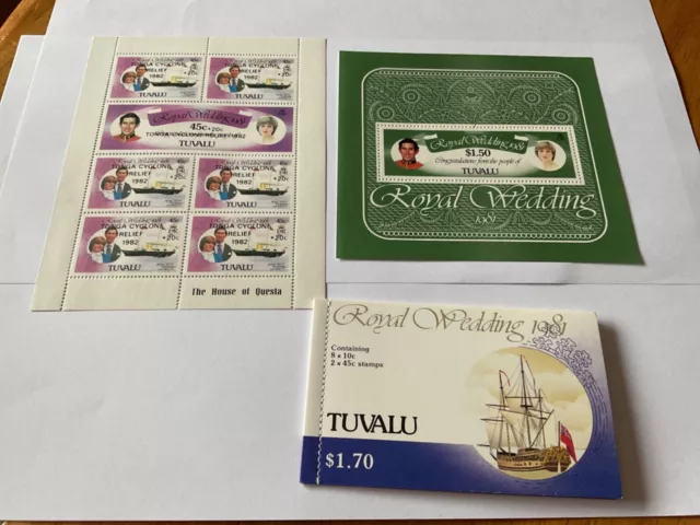 1981 Tuvalu Royal Wedding Booklet & Sheetlets Postage Stamps MNH