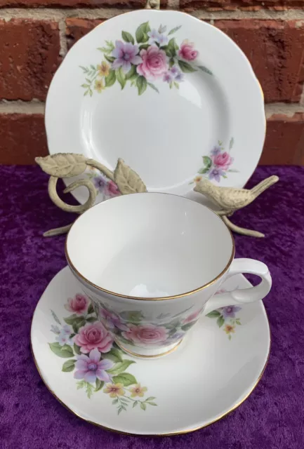 VINTAGE CROWN TRENT TRIO, Staffordshire England C1960’s - Bone China, Floral 3