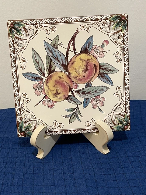 TILECRAFTS Church Works Stoke-on-Trent Peaches printed tile trivet England