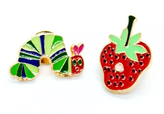 THE VERY HUNGRY CATERPILLAR & STRAWBERRY PINS Children's Book Enamel Brooches