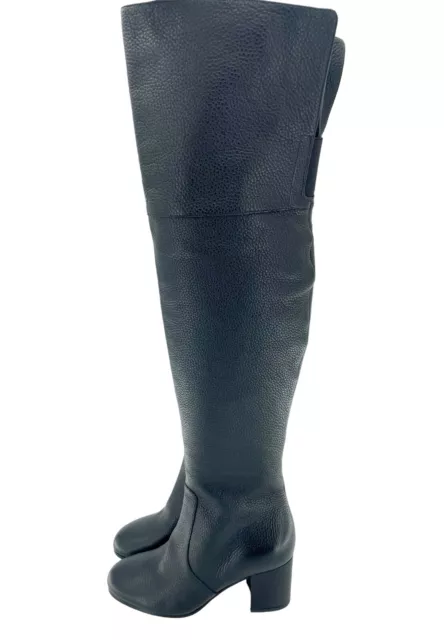 Via Spiga Finlay Boots Black Leather Tall Over The Knee Block Heel SZ 5 New SH02