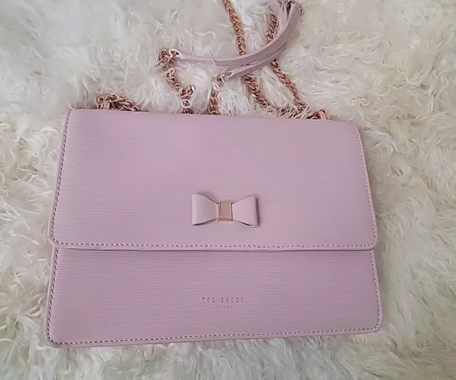 Ted Baker London-  Bow- Leather Crossbody Bag- Light Pink/Gold Pink Handles