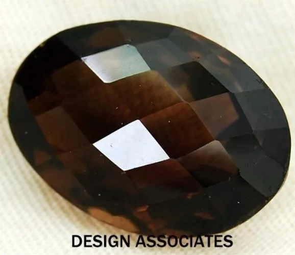 SMOKY QUARTZ 16 x 12 MM OVAL BRIOLETTE CUT CHECKERBOARD TOP AAA ALL NATURAL