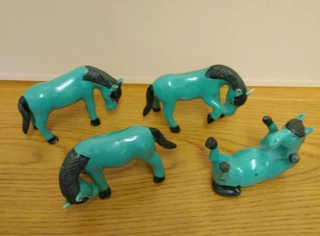 Vintage Chinese Export turquoise Blue glaze horse figurines
