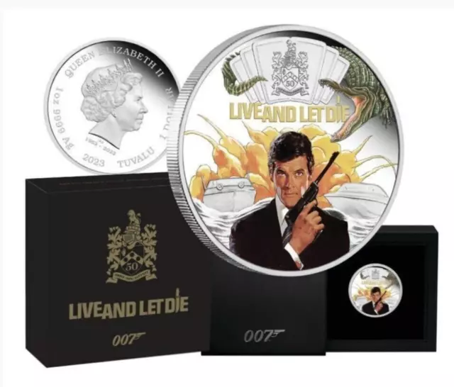 2023 James Bond Live and Let Die 50th Anniversary 1oz Silver Proof Coloured Coin