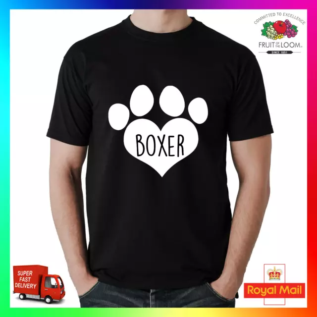 T-shirt boxer maglietta stampata maglietta i love cuore zampa cane cucciolo unisex cucciolo