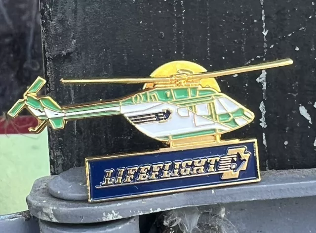 Vintage Life Flight Helicopter Pin Green / Gold - NEW