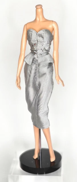 Handmade Silver Designer Party Dress for Barbie Model Muse body.