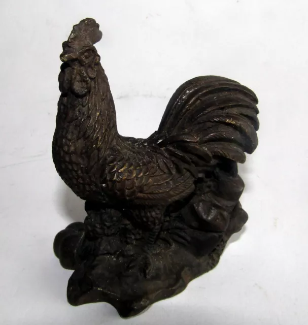 PETIT COQ EN BRONZE ancien CHANTECLER MASCOTTE / BRONZE SCULPTURE : ROOSTER