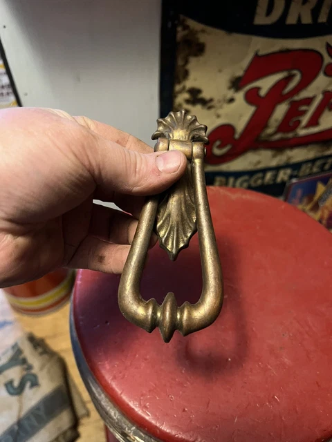 Vintage Antique old Victorian Brass Door Bell Knocker Clapper Hardware USA 2