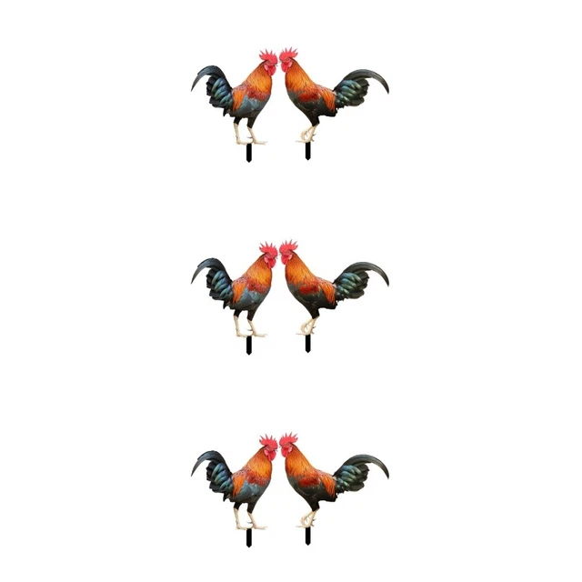 6 Pcs Garden Chicken Insert Stake Acrylic rooster yard stake Chicken Yard