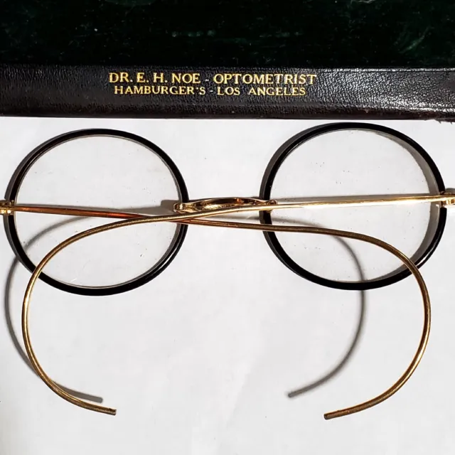 Vintage Antique Gold Wire Rim Round Windsor Bifocal Eyeglasses Saddle Bridge