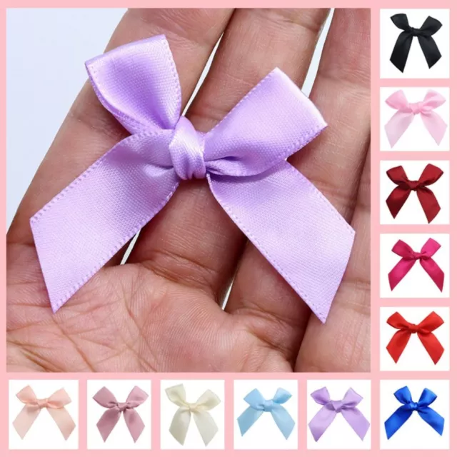 50 Pcs Colourful Ribbon Bows Small Size Polyester Satin Ribbon Bow Flower DIYs