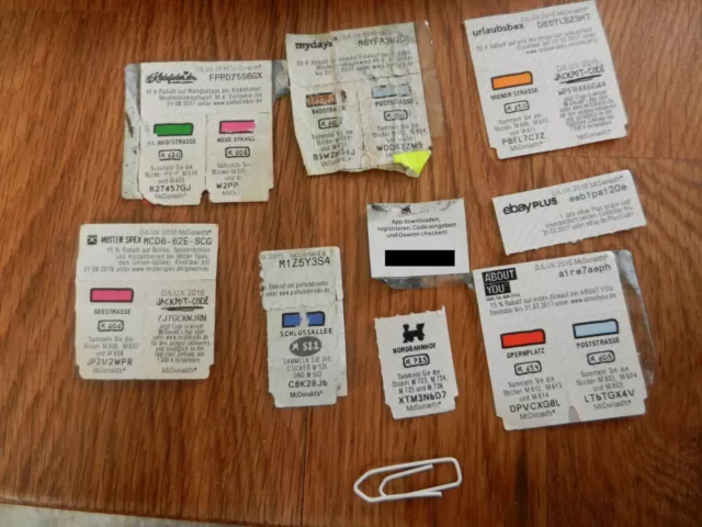 viele verschiedene Mc Donalds Monopoly Sticker Gewinne Straßen Bahnhöfe u.m.