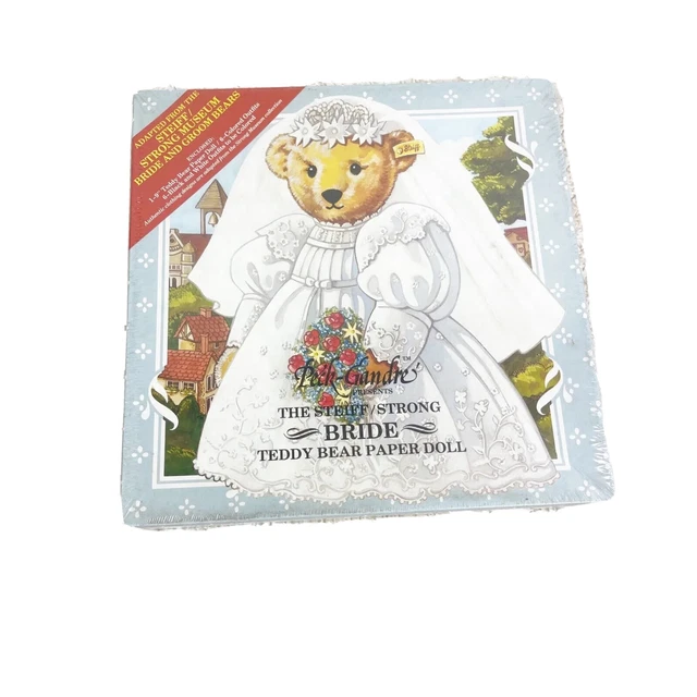 The Steiff Strong Museum Wedding BRIDE Teddy Bear Paper Doll Set NEW 1985
