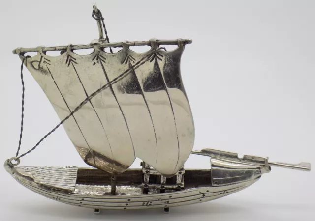 Vintage Italian Handmade Genuine Silver Ancient Sailing Vessel LARGE Figurine