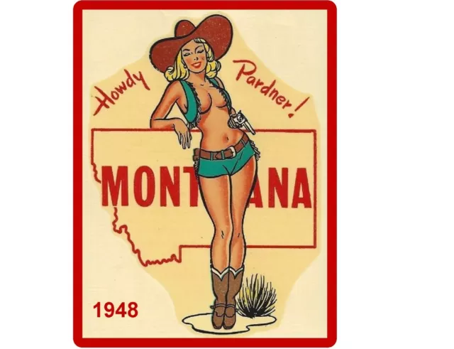 1948 MISS MONTANA STATE SEXY GAL PINUP Refrigerator / Tool Box Magnet