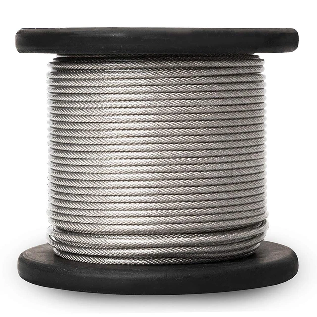 Wire Rope, 7X7 Vinyl Coated - Stainless Steel, 480 Lbs Breaking Strength, 1/16 T