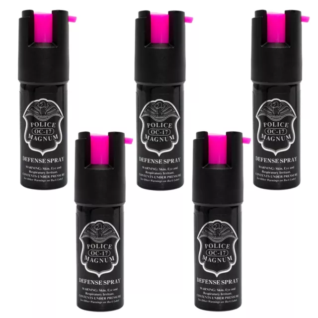 5 PACK Police Magnum pepper spray 1/2oz HP Safety Lock Personal Defense Security