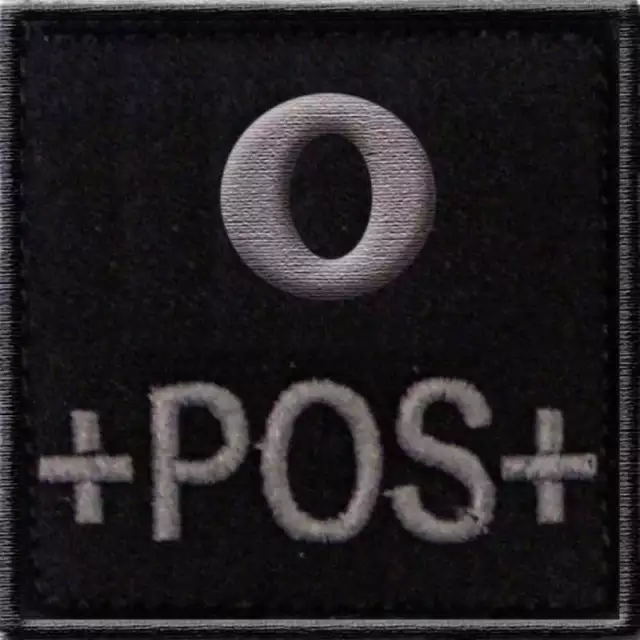 Écusson Groupe Sanguin O+ Positif Noir PATCH POS PLUS RHESUS SCRATCH TRANSFUSION