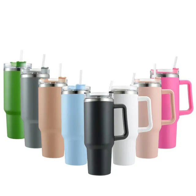 40oz Tumbler with Straw Lid Insulated Travel Mug Water Bottle Cup For Cold & Hot