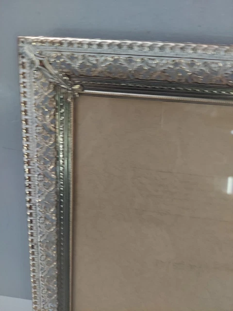 Vtg Ornate Frame Gold White Filigree Metal Picture 8x10 MCM Wall Hang Hollywood