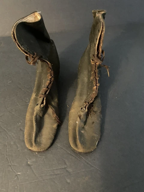 Antique Victorian Edwardian style lace up Shoes  boots fabric small size