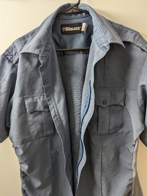 New: Blauer Police Short Sleeve Zippered Polyester Uniform Shirt