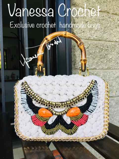 BORSA UNCINETTO FATTA a mano - handmade crochet bag EUR 350,00 - PicClick IT