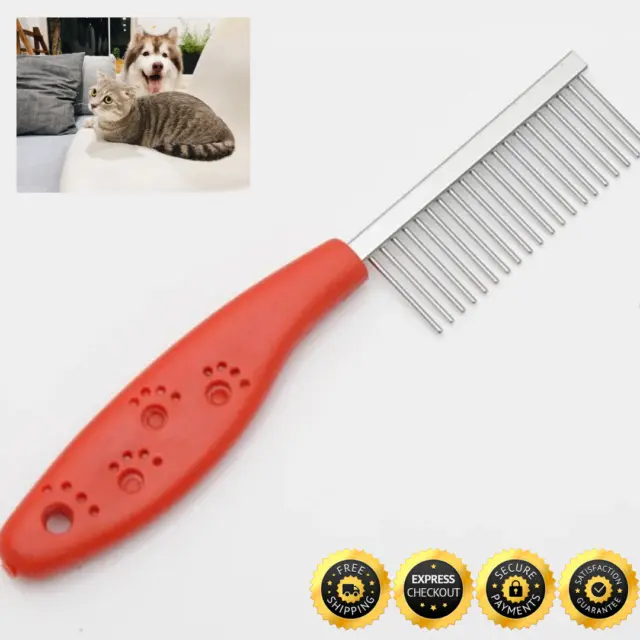 Fine Pet Dog Hair Shedding Grooming Flea Comb Tool Cat Undercoat Pin Brush Rake