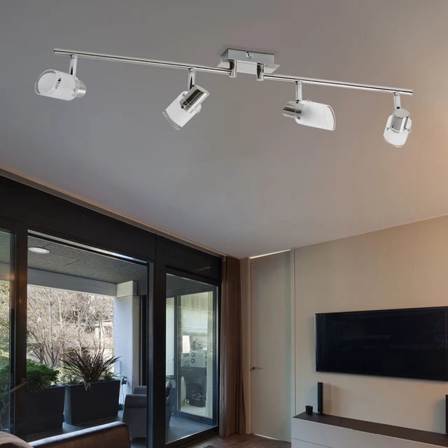 PLAFONIERA BINARIO FARETTI Spot Lampada 4 Fiamma Vetro Orientabile ...