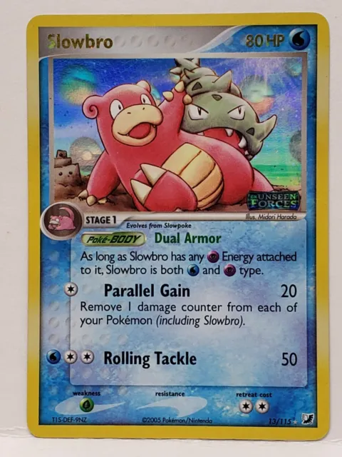 Slowbro 13/115 EX Unseen Forces Stamped Reverse Holo 2005 Pokemon Card LP-MP