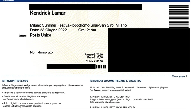 Biglietto per concerto di Kendrick Lamar @ Ippodromo SNAI Milano - 23/06/2022