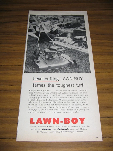 1956 Print Ad Lawn-Boy Lawn Mowers Boats,Evinrude Outboard Motor