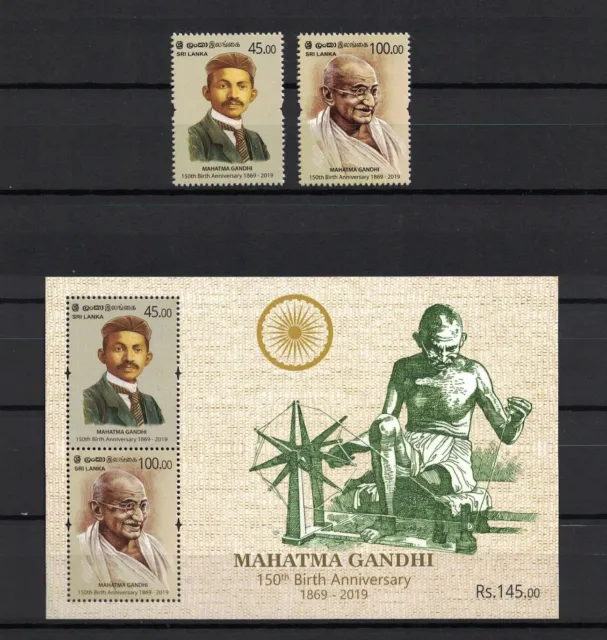 Sri Lanka 2019 s/sh + stamp set ** / mnh 150th anniv Birth of Mahatma Gandhi